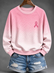 Motif de ruban de charité rose dégradé des femmes Rendu Design Sweat-shirt décontracté