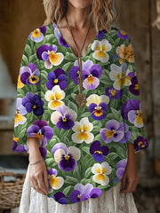 Women's Alzheimer's Print V-Neck Top 