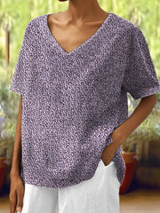 Lila Blumen Alzheimer Bewusstsein Unterstützung V-Ausschnitt Shirt für Damen