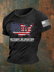 Men's On Fridays We Wear Red Remember Everyone Deployed T-shirt