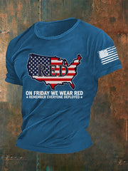 Men's On Fridays We Wear Red Remember Everyone Deployed T-shirt