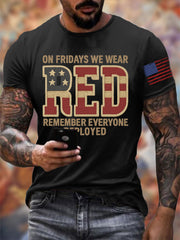 Men's RED Remember Everyone Deployed Short-sleeved T-shirt