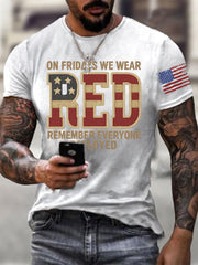 Men's RED Remember Everyone Deployed Short-sleeved T-shirt