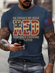 Men's RED Remember Everyone Deployed Short-sleeved T-shirt
