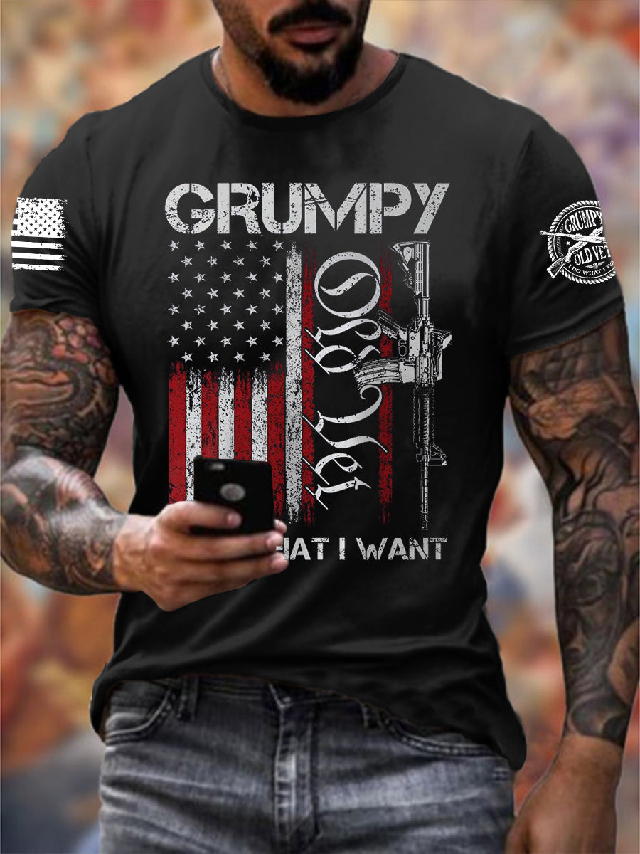 Men's Grumpy Old Vet I Do What I Want Short-sleeved T-shirt