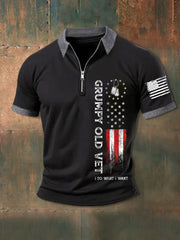 Men's Grumpy Old Vet I Do What I Want Zip Up Short Sleeve