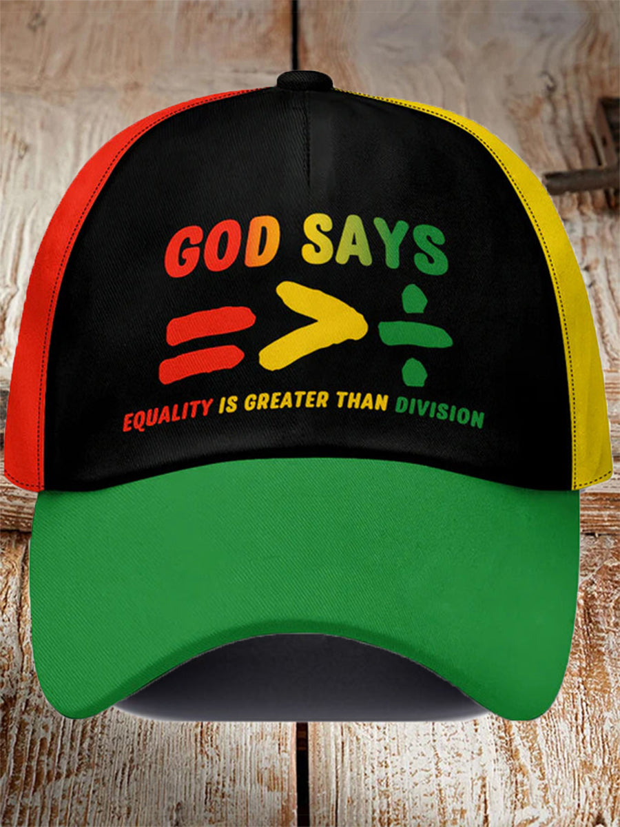 Unisex  Equality Is Greater Than Division Print Hat