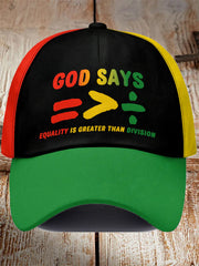 Unisex  Equality Is Greater Than Division Print Hat