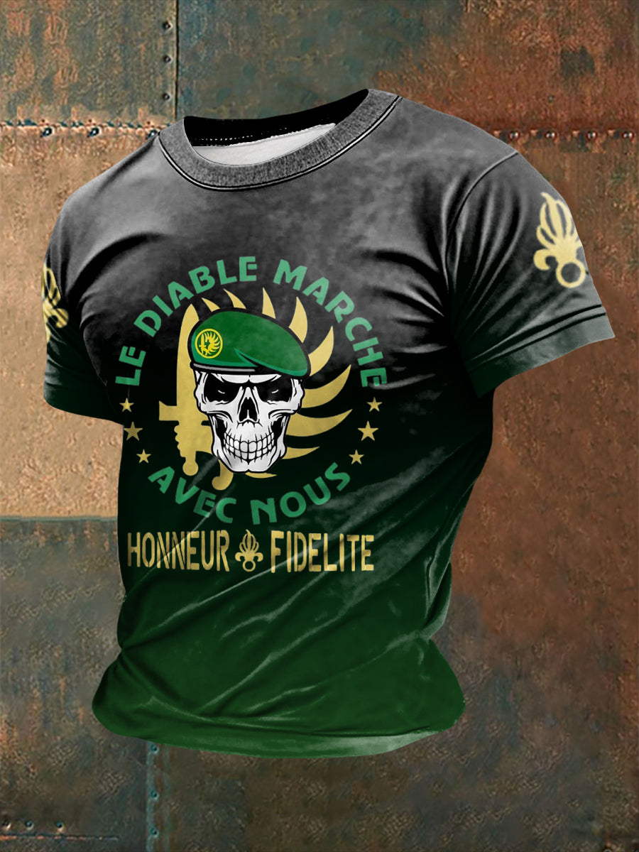 T-shirt à manches courtes imprimé de la Légion étrangère française pour homme