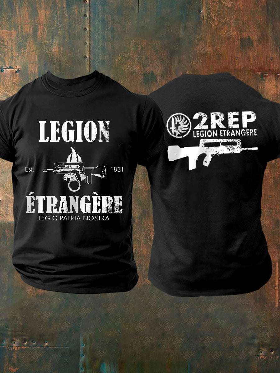 T-shirt à manches courtes imprimé de la Légion étrangère française pour homme