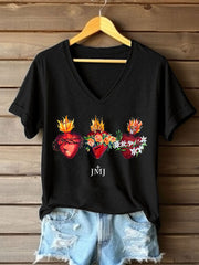 T-shirt imprimé catholique Saint-Cœur pour femmes