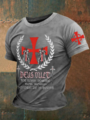 Croisés catholiques Deus vult God Wills It T-shirt imprimé pour hommes