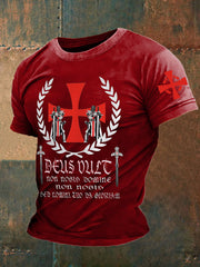Croisés catholiques Deus vult God Wills It T-shirt imprimé pour hommes