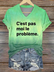 T-shirt col V imprimé C'est pas moi le pro