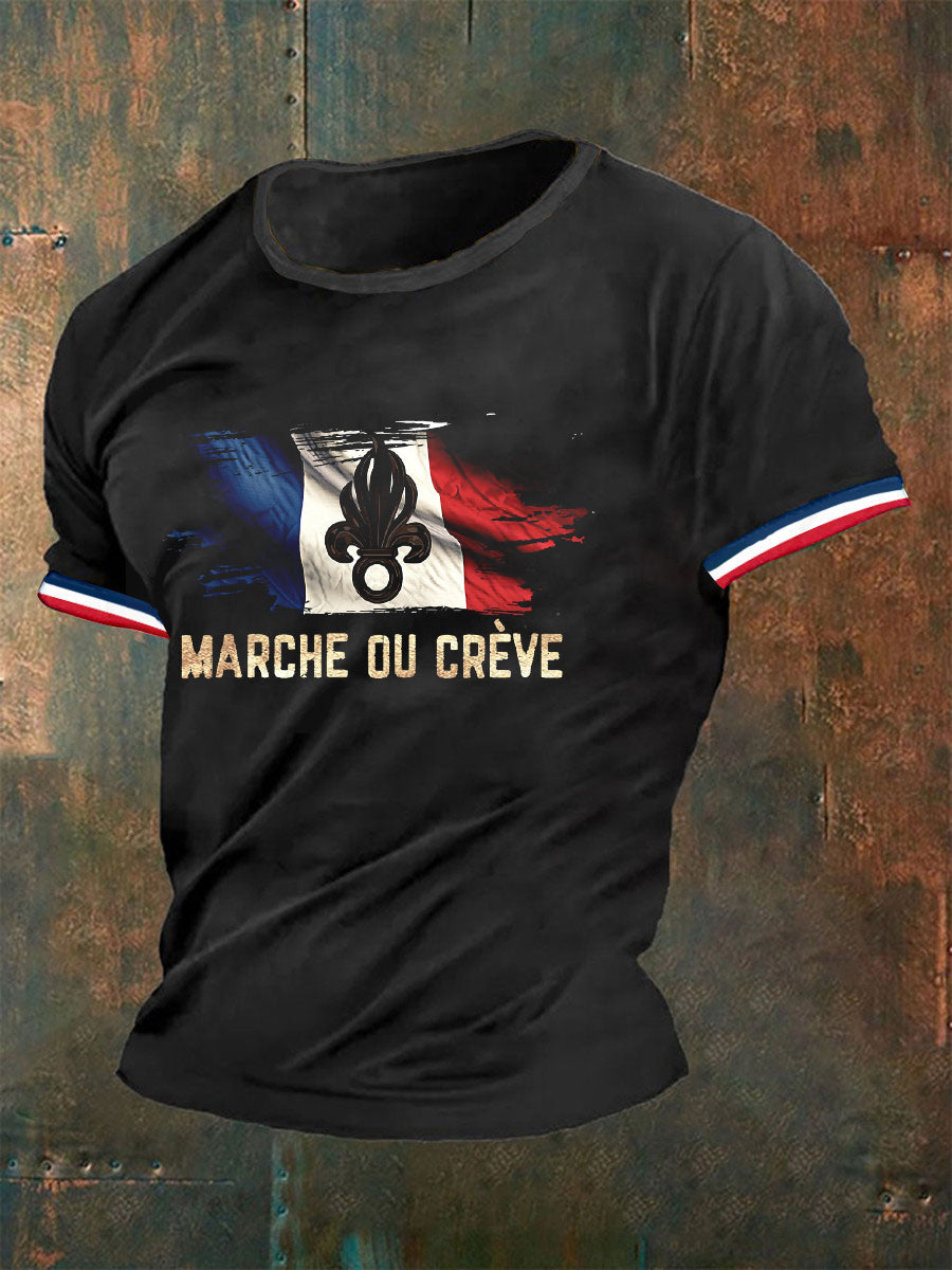 T-shirt manches courtes French Foreign Legion Marche Ou Creve pour homme