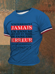 T-shirt Napoléon French Quote imprimé à manches courtes Homme