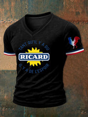 T-shirt à manches courtes à col en V imprimé tant qu'il y a a du  Homme