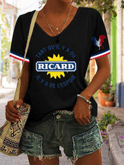 T-shirt à col en V Femme Tant Qu'il Y A Du