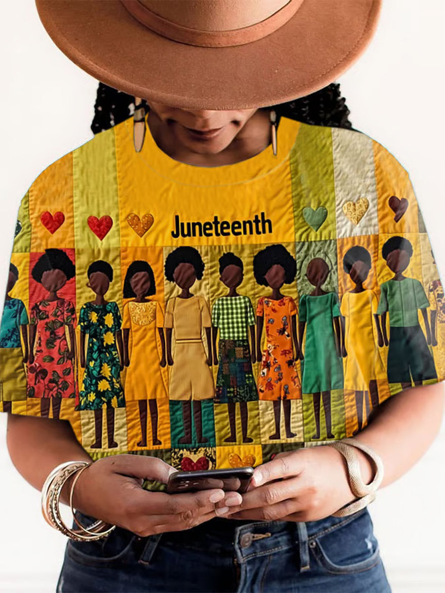 T-shirt à col rond à imprimé noir décontracté pour femme