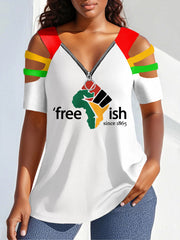 Free-ish des femmes depuis 1865  Imprimer Zipper creux Tee
