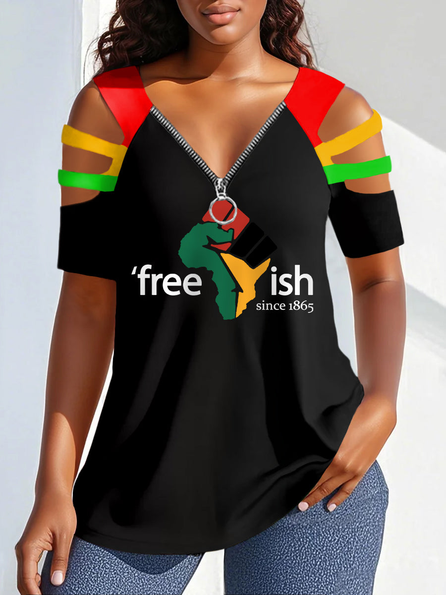 Free-ish des femmes depuis 1865  Imprimer Zipper creux Tee
