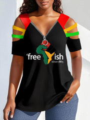 Free-ish des femmes depuis 1865  Imprimer Zipper creux Tee