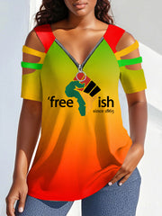 Free-ish des femmes depuis 1865  Imprimer Zipper creux Tee
