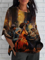 Femme  Black Art Print Blouse imprimée
