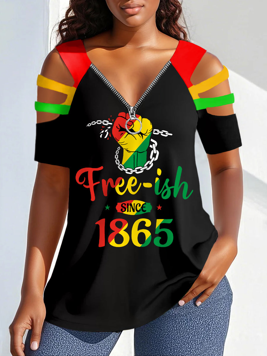 Free-ish des femmes depuis 1865  Imprimer Zipper creux Tee