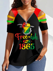 Free-ish des femmes depuis 1865  Imprimer Zipper creux Tee