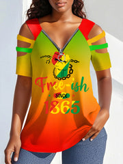 Free-ish des femmes depuis 1865  Imprimer Zipper creux Tee