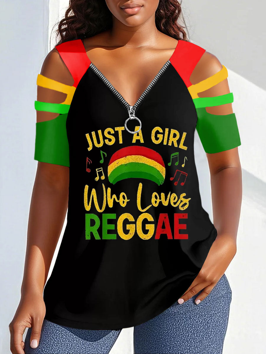 Hauts imprimés Black History  Just A Gil Who Loves Reggae Femme