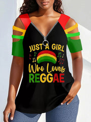 Hauts imprimés Black History  Just A Gil Who Loves Reggae Femme