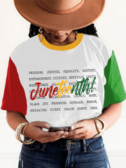 T-shirt à manches courtes à col en O imprimé  Femme