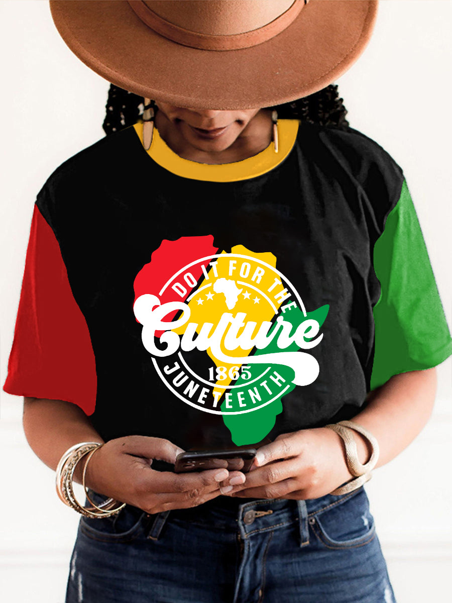 T-shirt à manches courtes à col en O imprimé  Femme