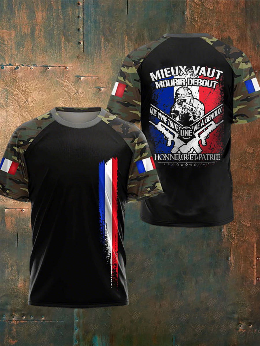 T-shirt à manches courtes imprimé armée française pour hommes
