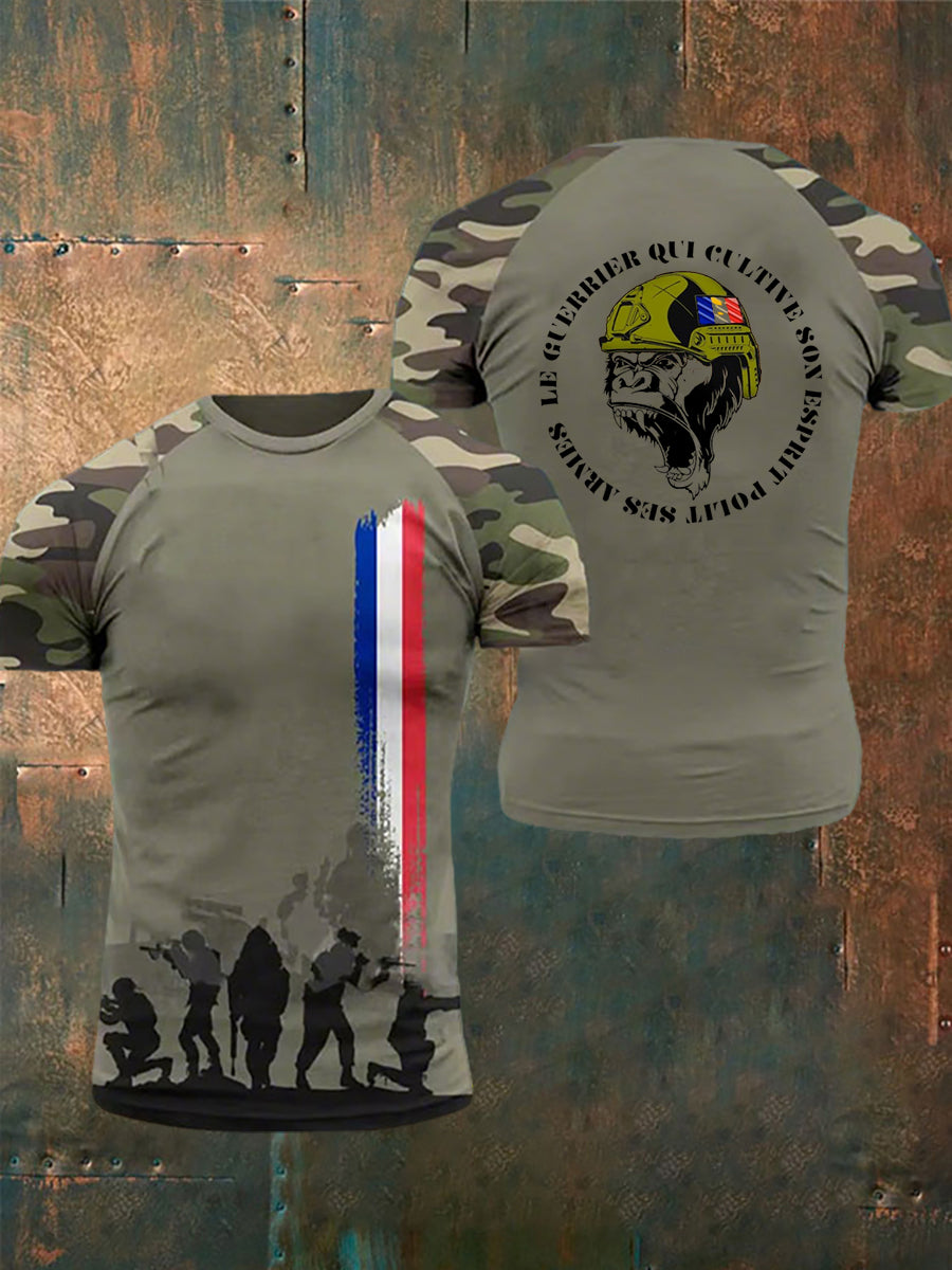 T-shirt à manches courtes imprimé armée française pour hommes