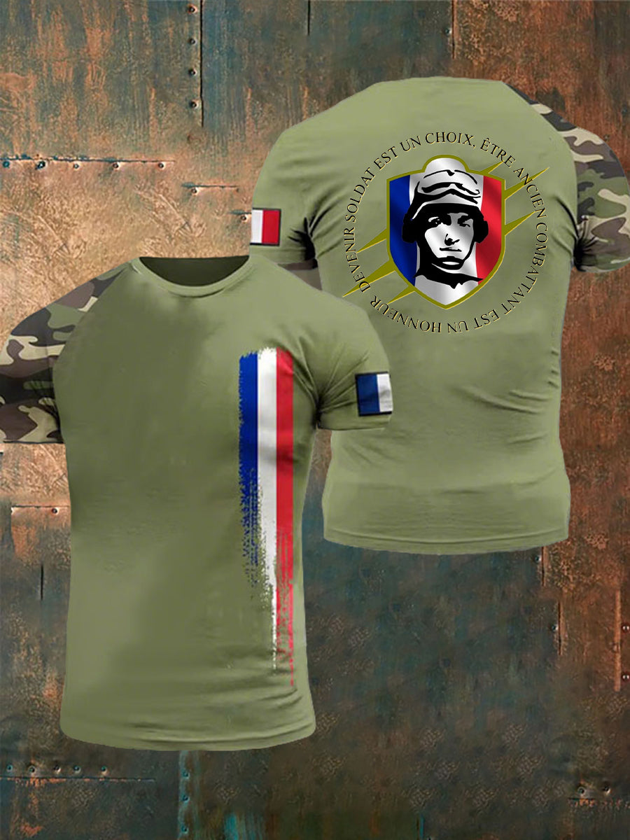 T-shirt à manches courtes imprimé armée française pour hommes