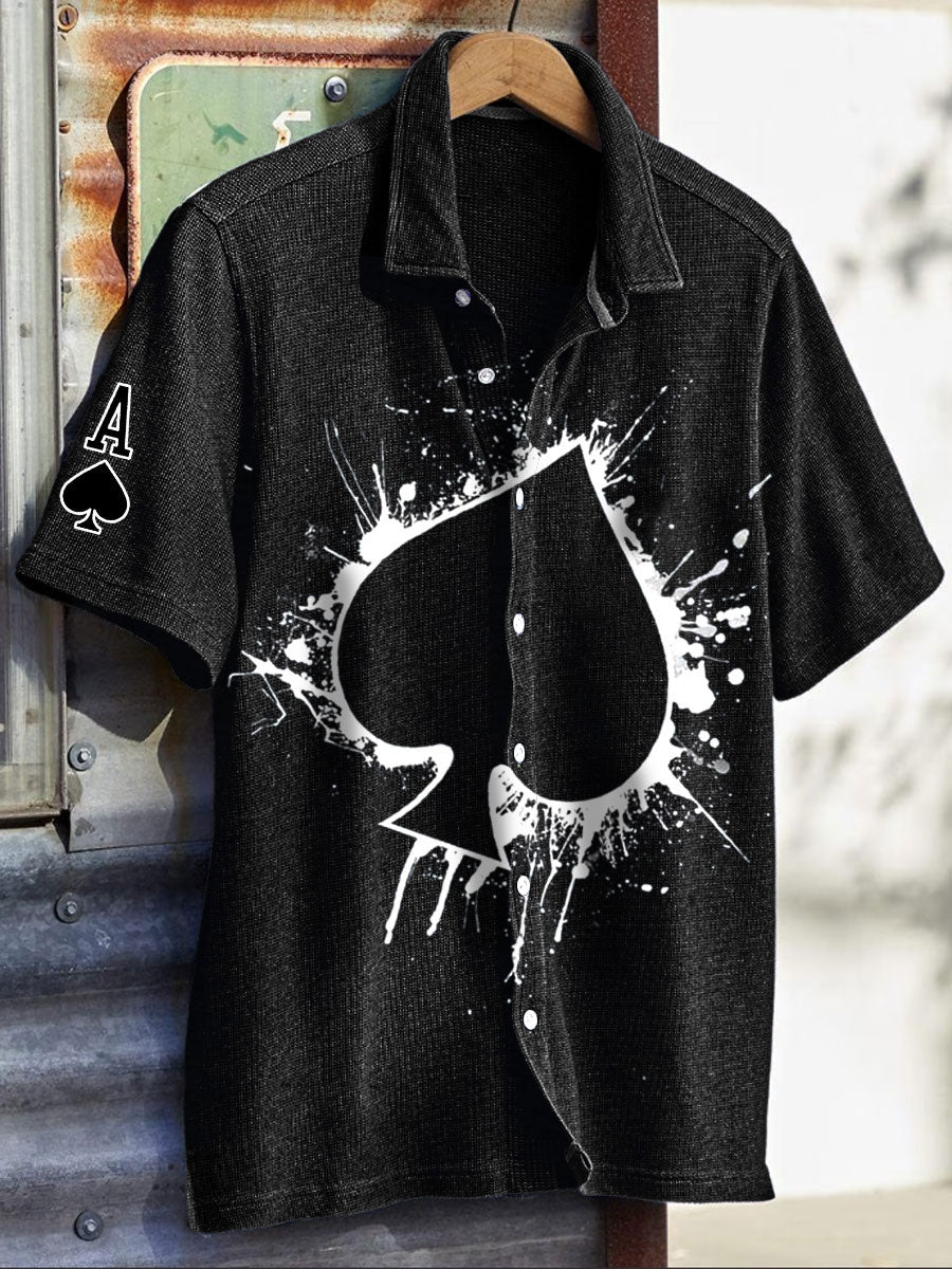 Chemises décontractées Texas Hold'em Spade A Print pour hommes