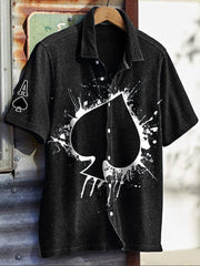 Chemises décontractées Texas Hold'em Spade A Print pour hommes