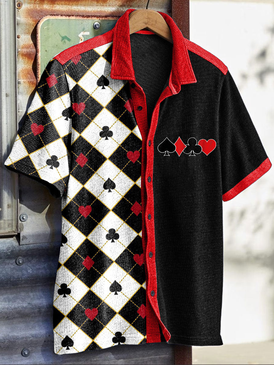 Chemises décontractées imprimées Texas Hold'em pour hommes