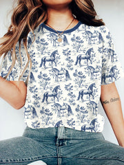 T-shirt imprimé chevaux pour femmes
