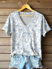 T-shirt décontracté imprimé papillon pour femmes