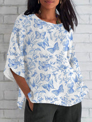 T-shirt décontracté imprimé papillon pour femmes