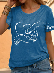T-shirt décontracté imprimé à la main et à la patte pour femmes
