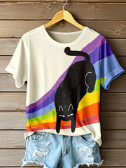 T-shirt à imprimé chat mignon pour femmes