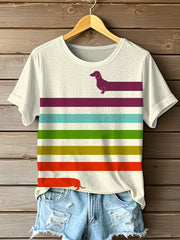 T-shirt à manches courtes imprimé teckel drôle des femmes