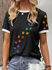 T-shirt de patte de chien coloré des femmes
