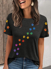 T-shirt de patte de chien coloré des femmes