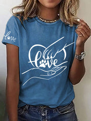 T-shirt décontracté imprimé à la main et à la patte pour femmes